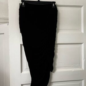 Torrid Black Asymmetrical Ruched Maxi Pencil Skirt